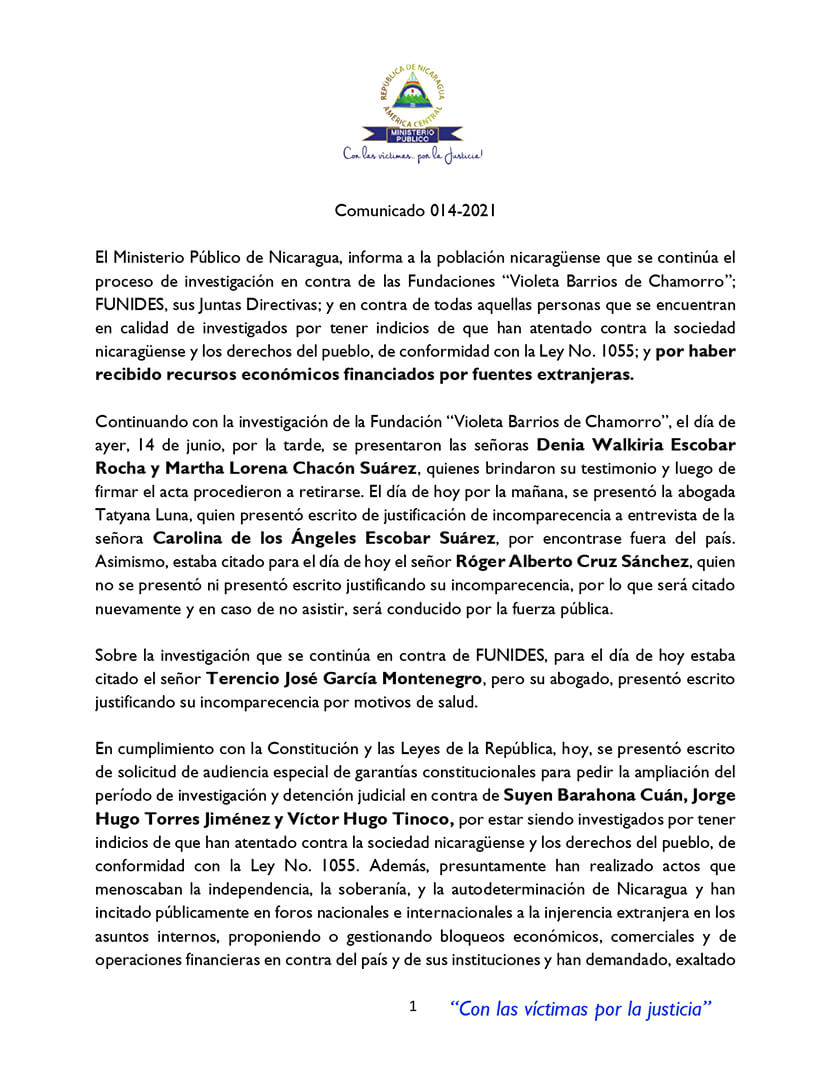 comunicado-14-ministerio-publico-nicaragua
